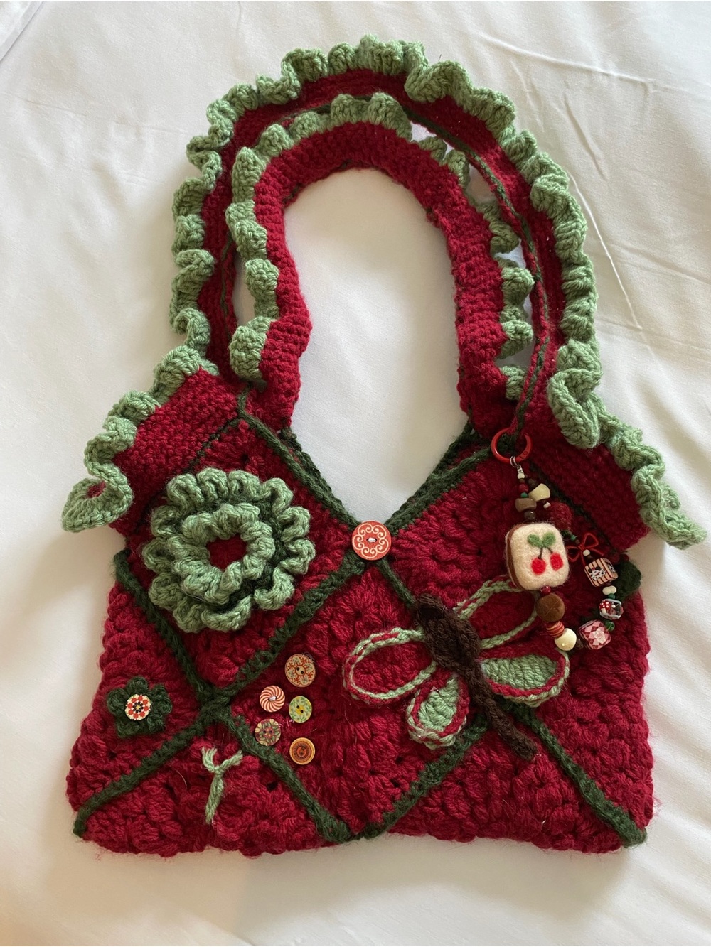 handmade crochet dragonfly bag